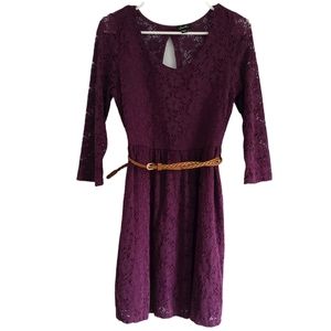 Justify Junior's Lace Belted Skater Dress …